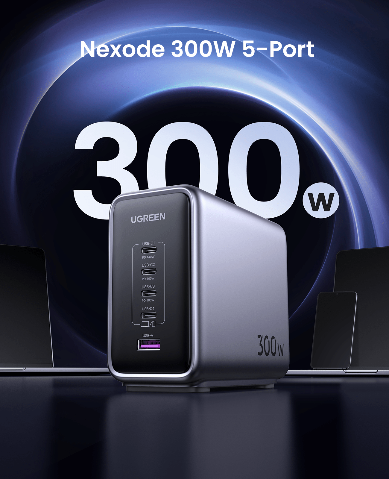 (Bundle) Nexode 300W Charger + 6.6FT 100W USB-C Cable 4 Pack