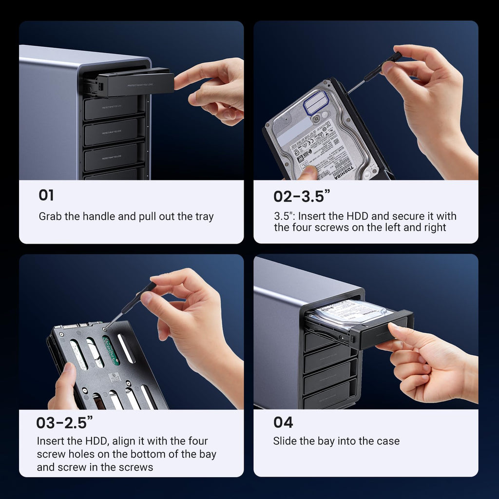 UGREEN 5 Bay USB C RAID Hard Drive Enclosure 100TB